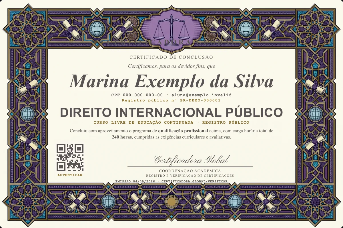 Capa do curso Direito Internacional Público