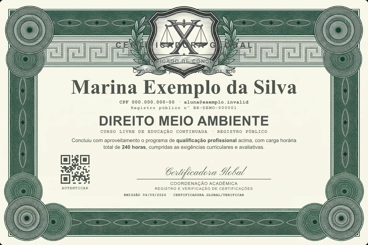 Capa do curso Direito Meio Ambiente