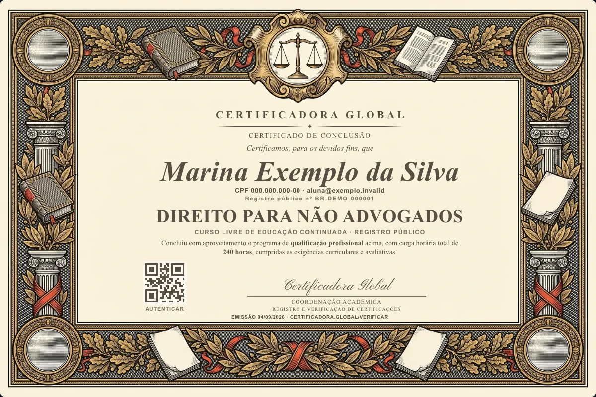 Capa do curso Direito para Não Advogados