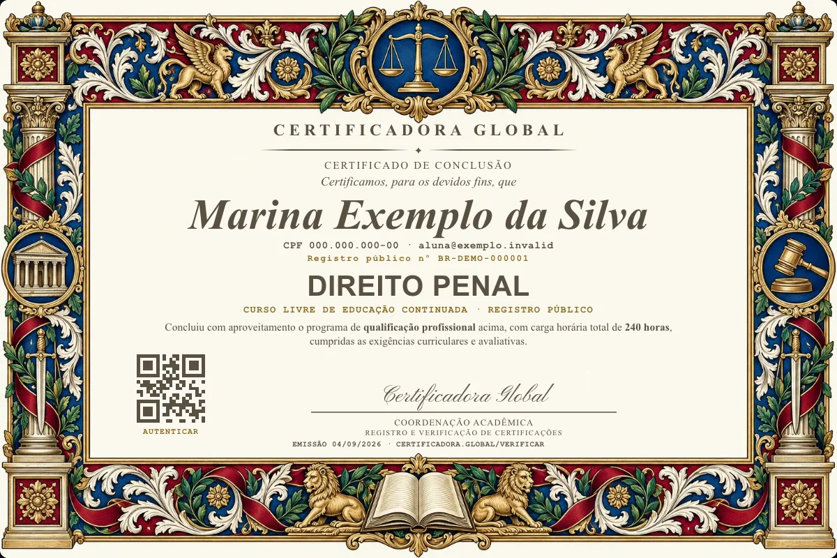 Capa do curso Direito Penal