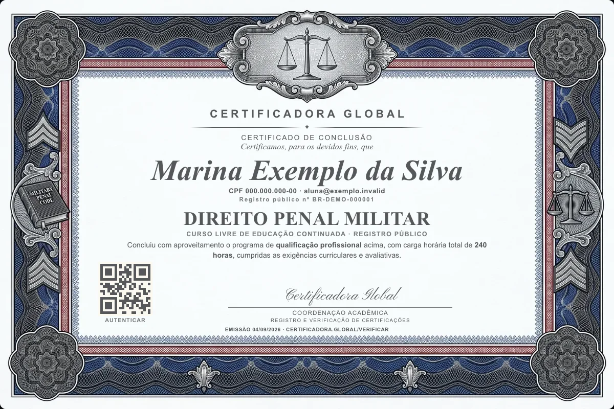 Capa do curso Direito Penal Militar