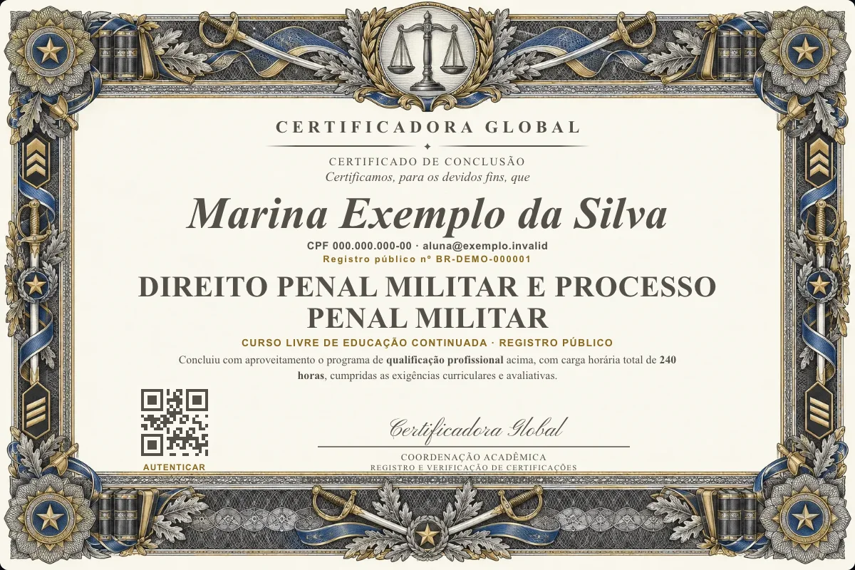 Capa do curso Direito Penal Militar e Processo Penal Militar