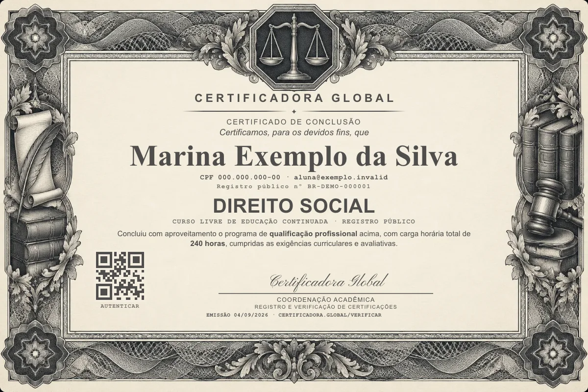 Capa do curso Direito Social