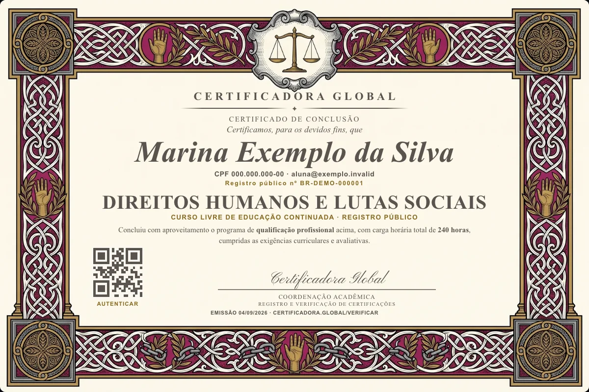 Capa do curso Direitos Humanos e Lutas Sociais