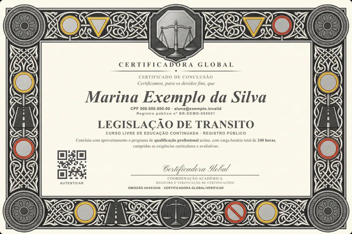 Capa do curso Legislação de Transito