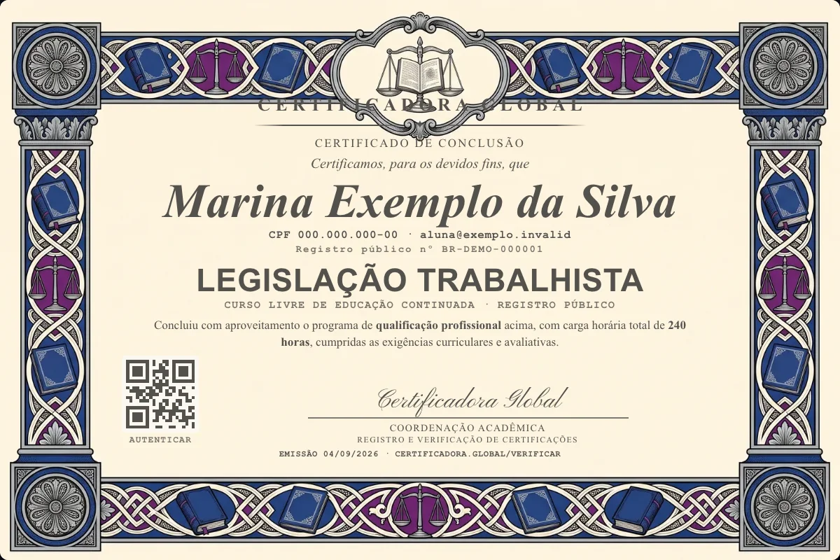 Capa do curso Legislação Trabalhista