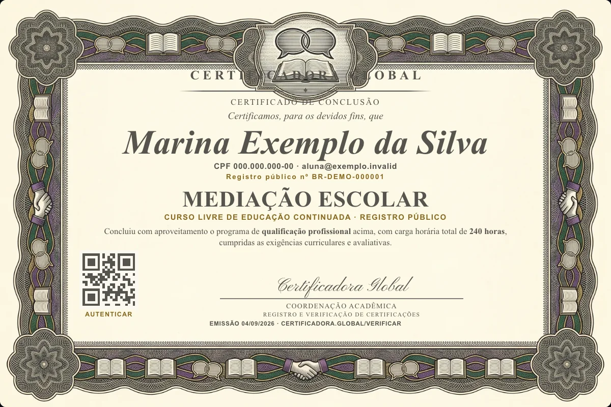 Capa do curso Mediação Escolar