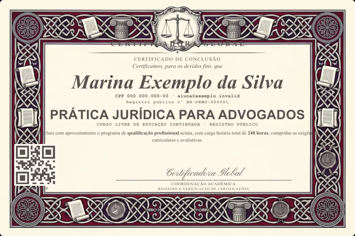 Capa do curso Prática Jurídica para Advogados
