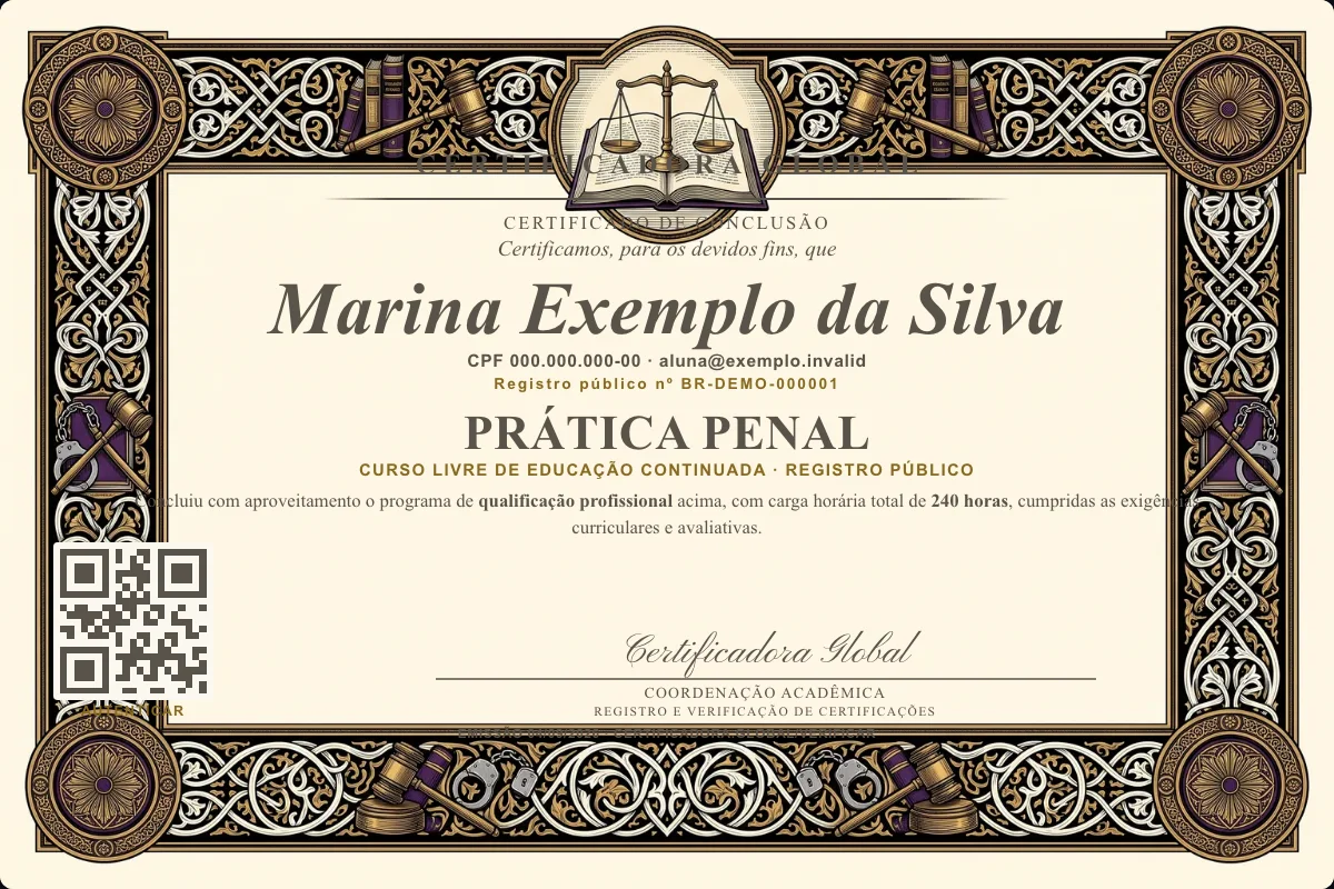 Capa do curso Prática Penal