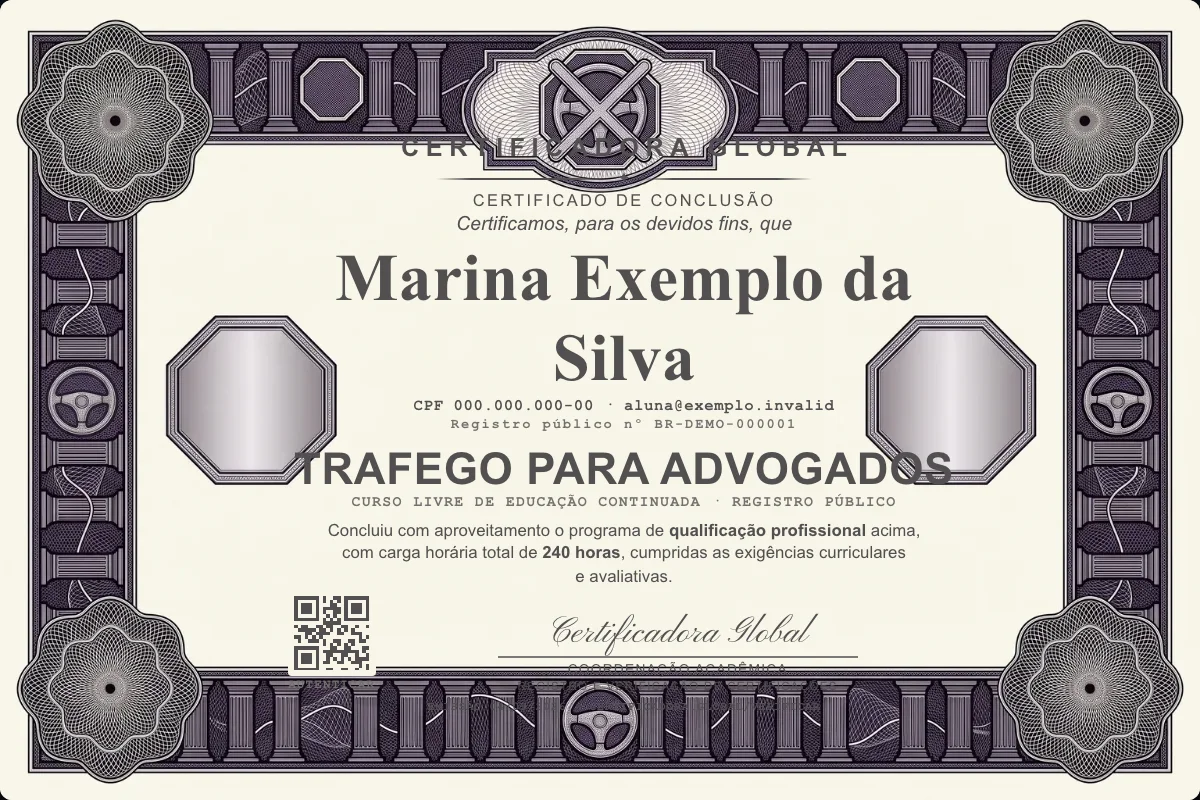 Capa do curso Trafego para Advogados
