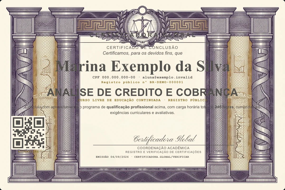 Capa do curso Analise de Credito e Cobrança