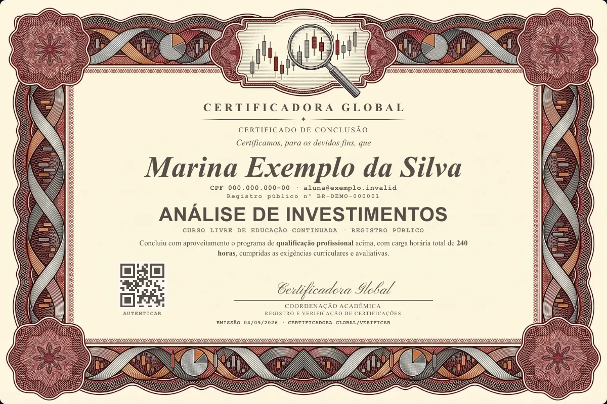 Capa do curso Análise de Investimentos