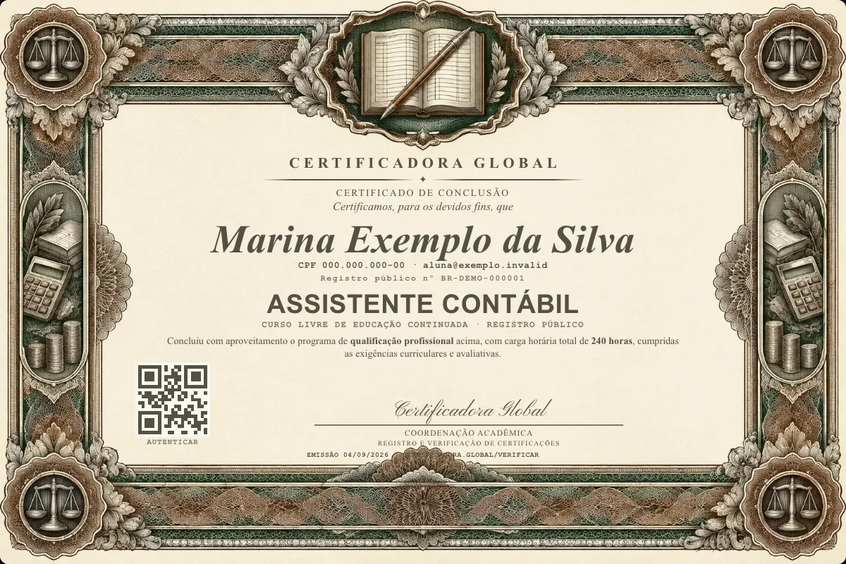 Capa do curso Assistente Contábil