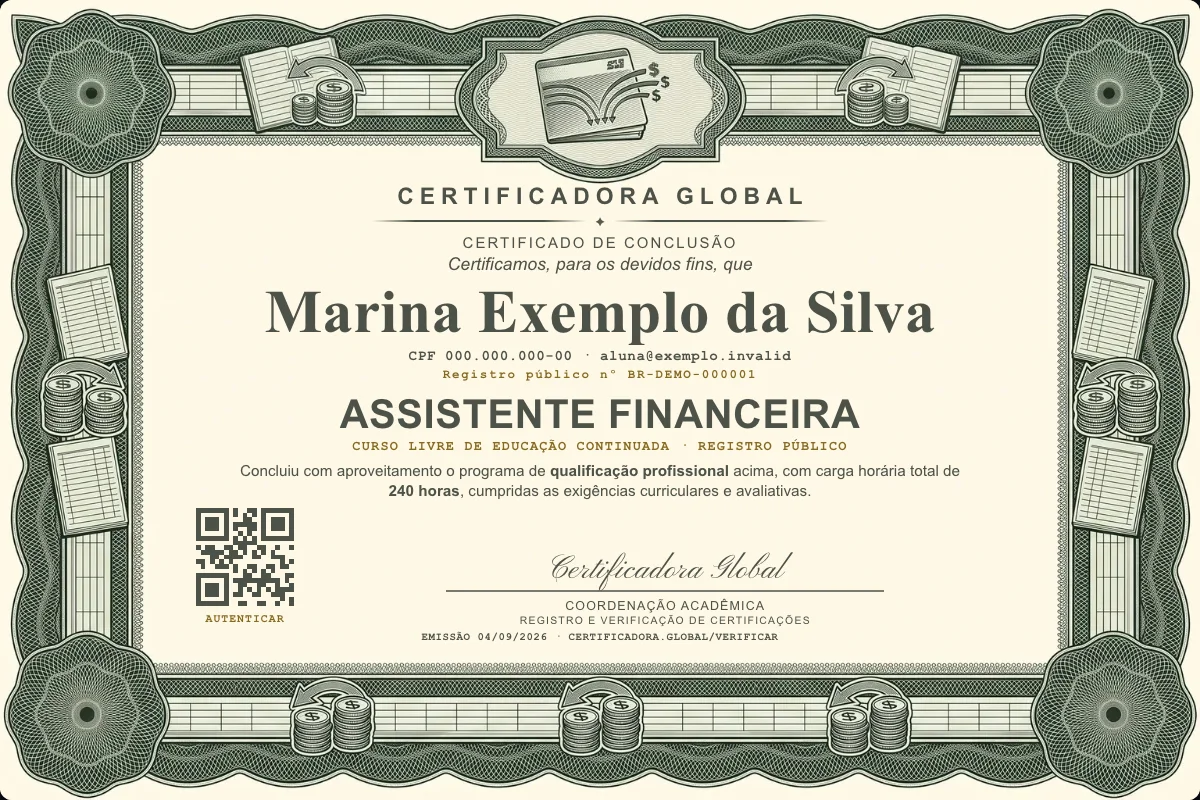 Capa do curso Assistente Financeira