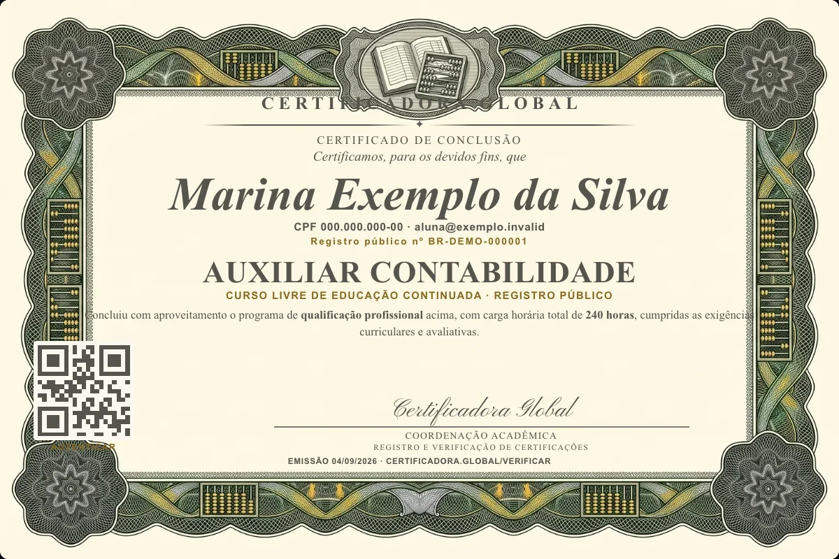 Capa do curso Auxiliar Contabilidade