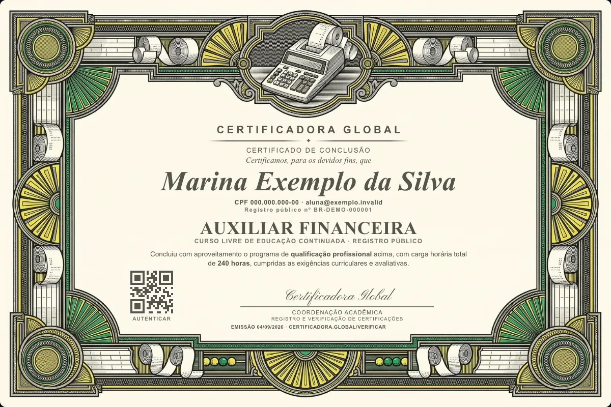 Capa do curso Auxiliar Financeira