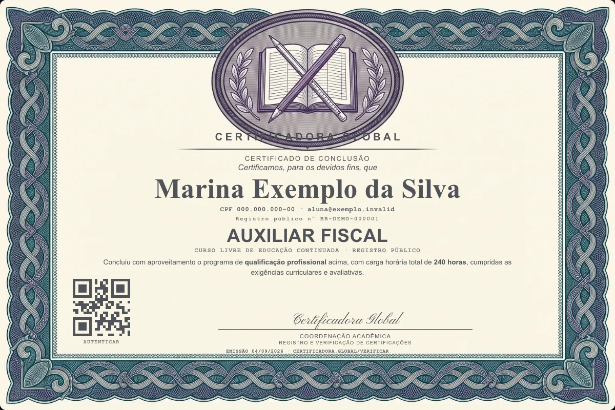 Capa do curso Auxiliar Fiscal