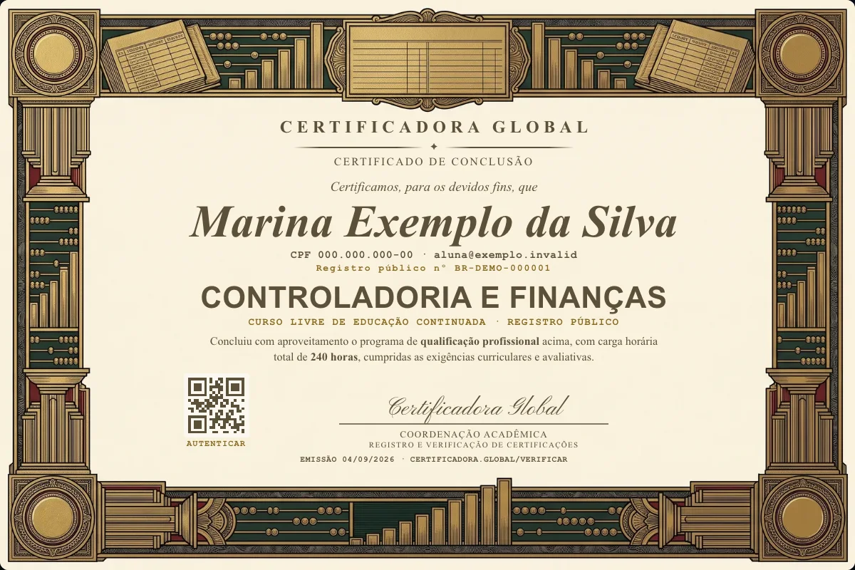 Capa do curso Controladoria e Finanças
