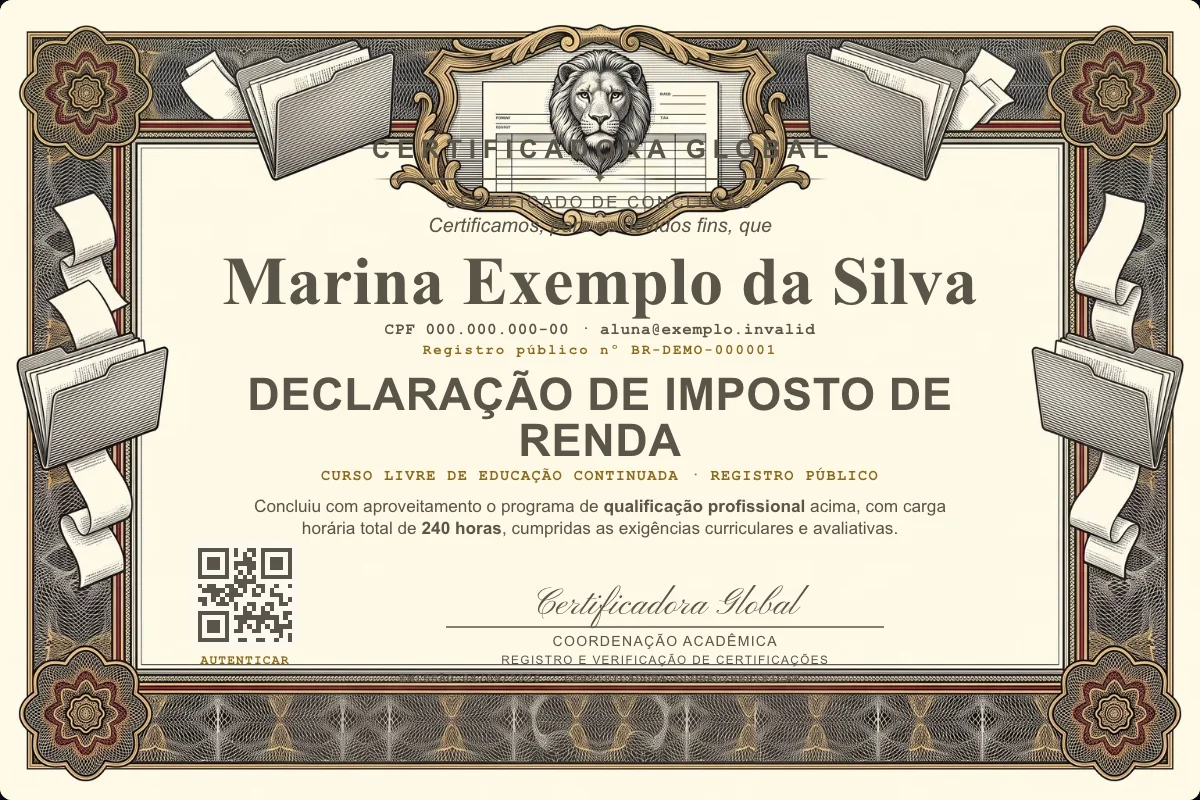 Capa do curso Declaração de Imposto de Renda