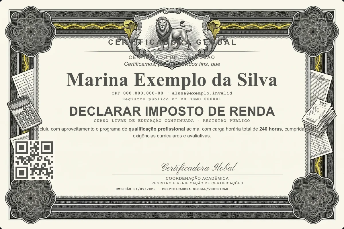 Capa do curso Declarar Imposto de Renda