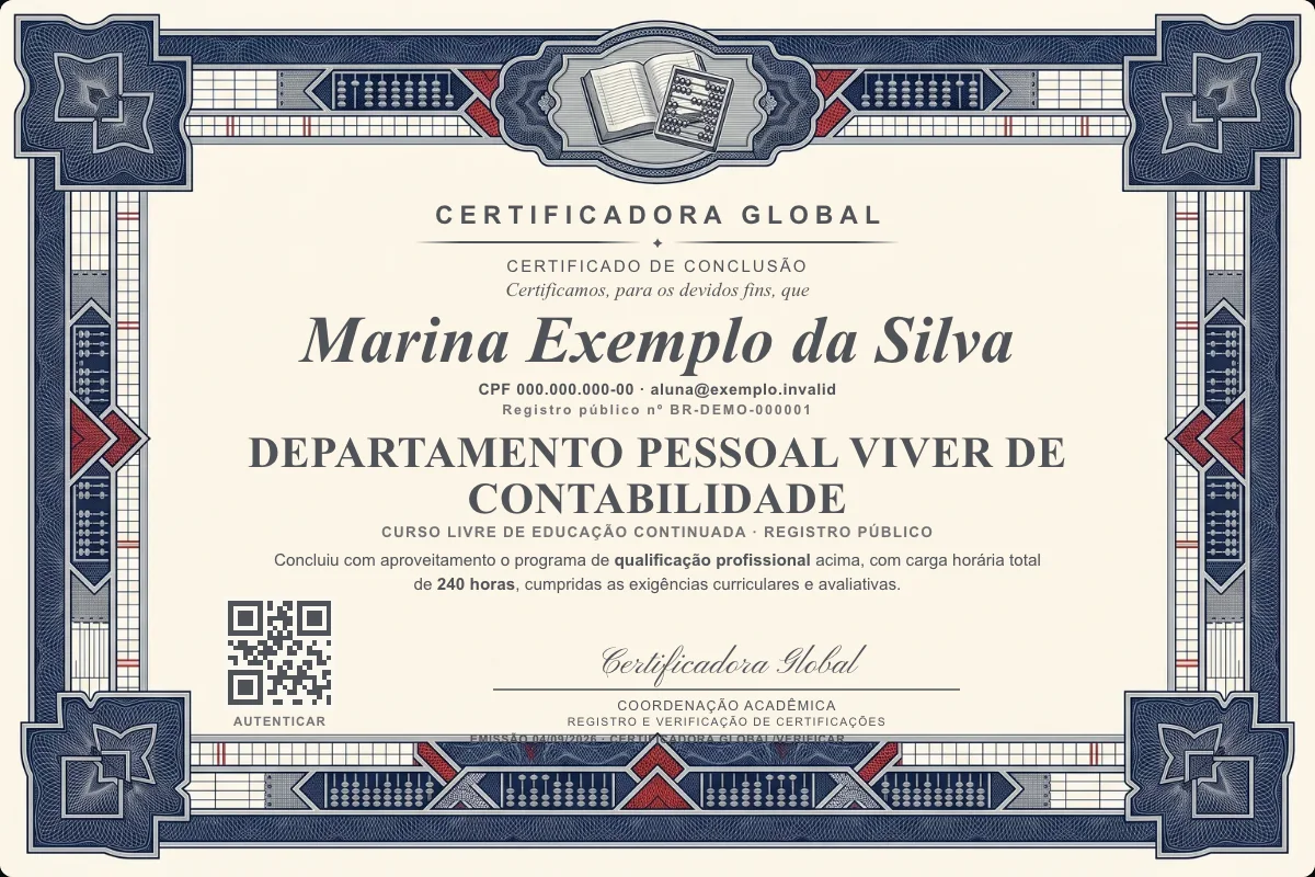 Capa do curso Departamento Pessoal Viver de Contabilidade