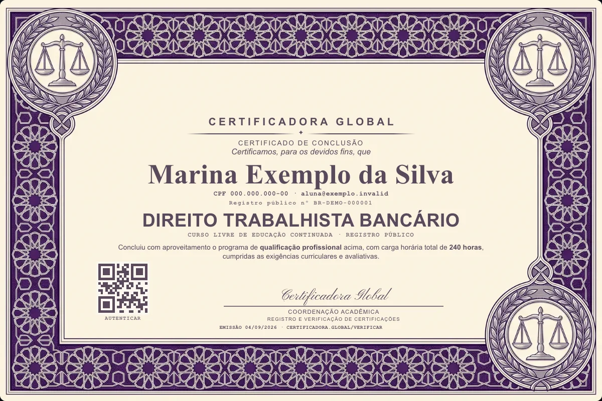 Capa do curso Direito Trabalhista Bancário
