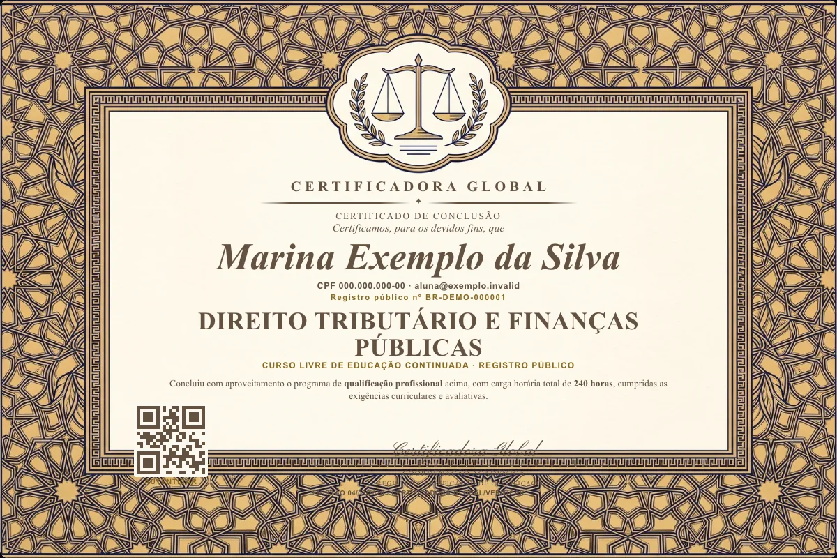 Capa do curso Direito Tributário e Finanças Públicas