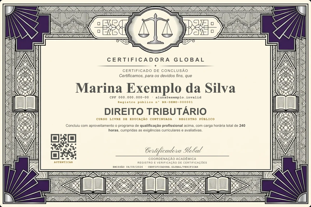 Capa do curso Direito Tributário