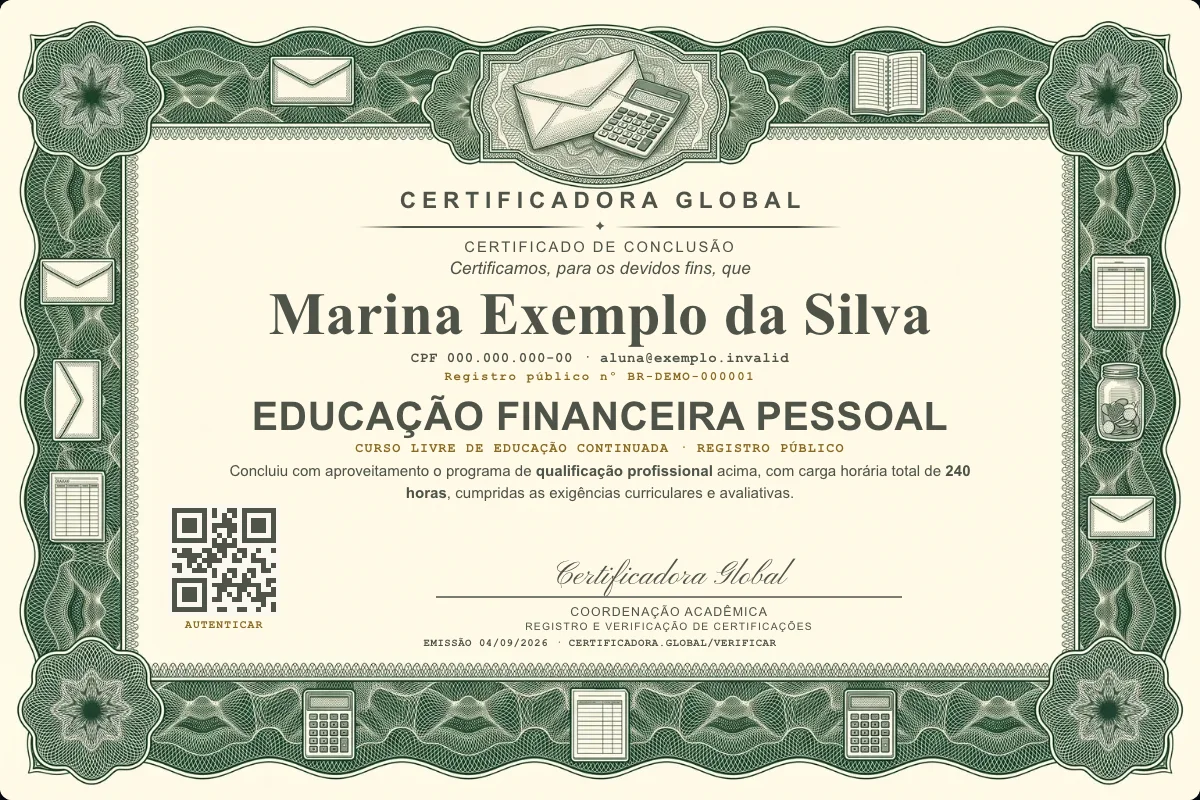 Capa do curso Educação Financeira Pessoal