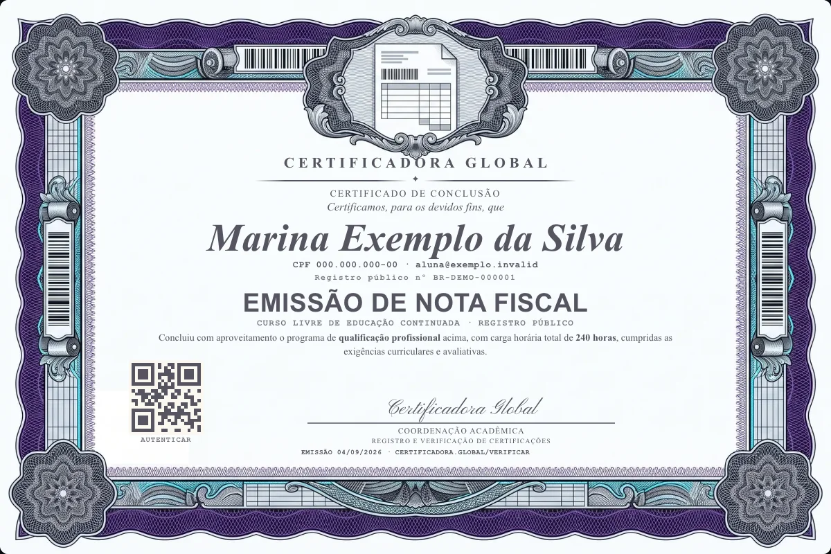 Capa do curso Emissão de Nota Fiscal