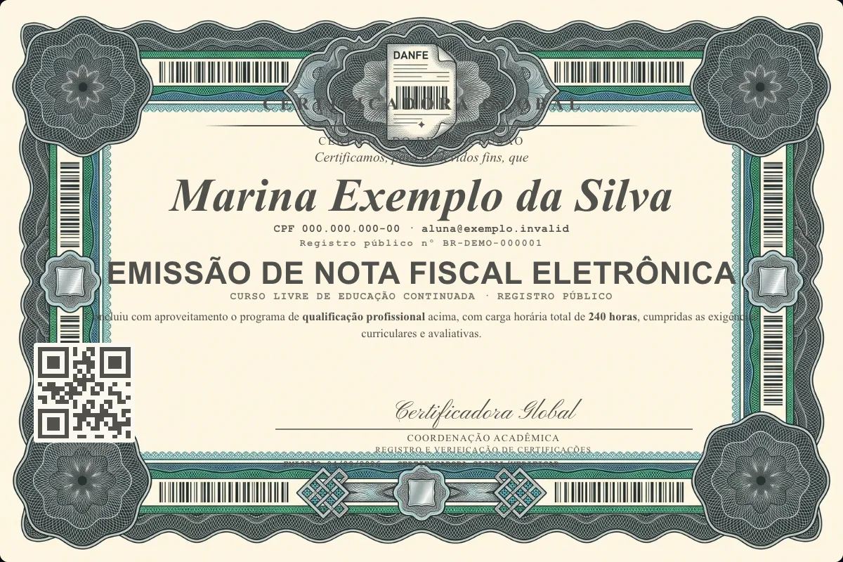 Capa do curso Emissão de Nota Fiscal Eletrônica