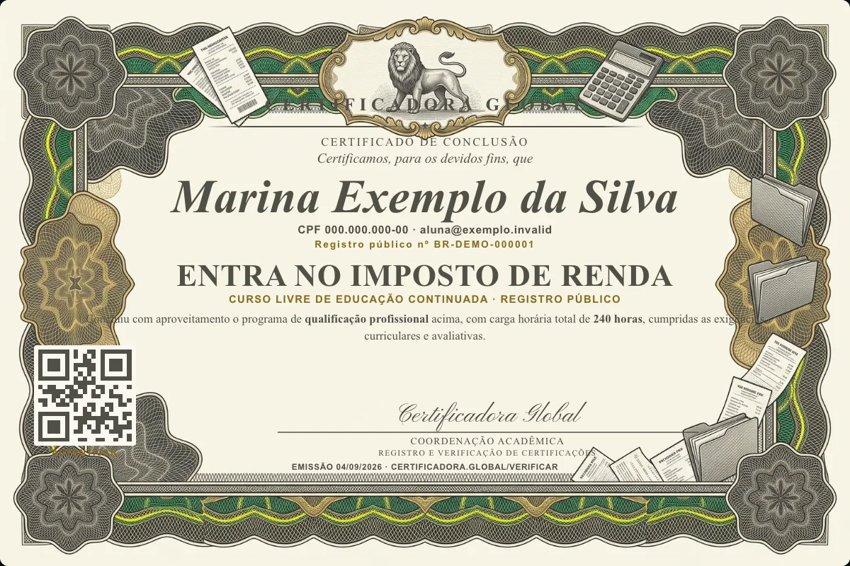 Capa do curso Entra no Imposto de Renda