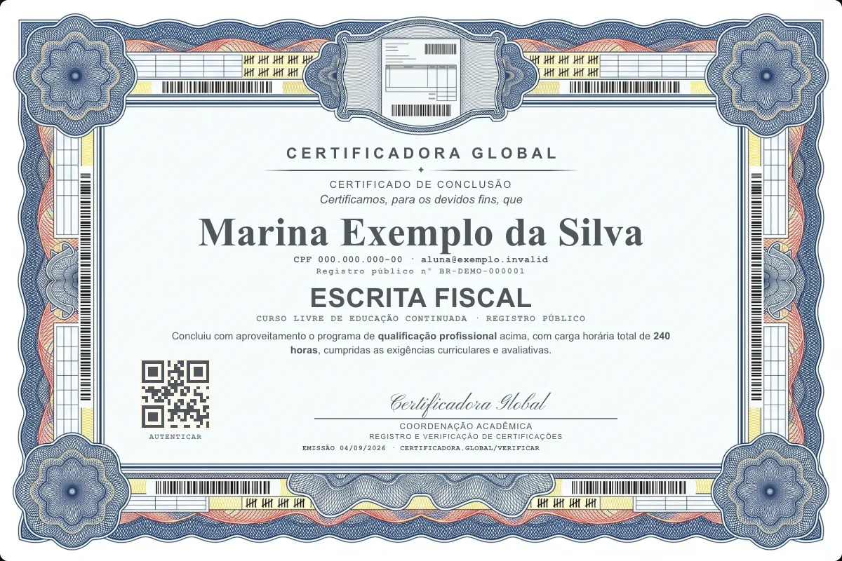 Capa do curso Escrita Fiscal