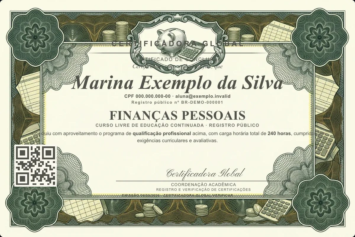 Capa do curso Finanças Pessoais