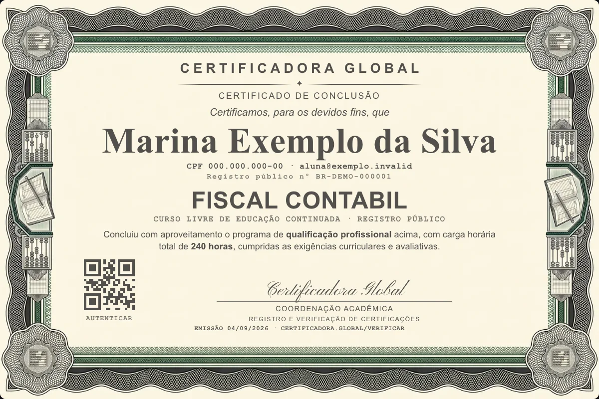 Capa do curso Fiscal Contabil