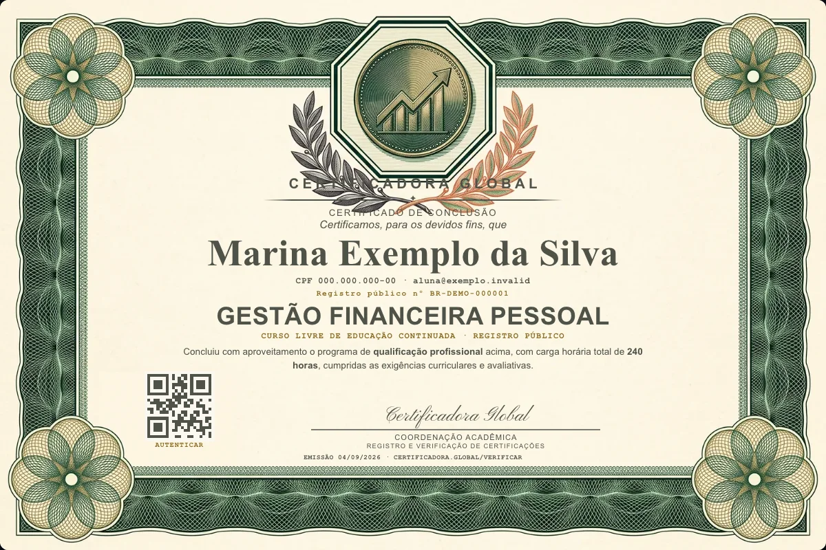Capa do curso Gestão Financeira Pessoal
