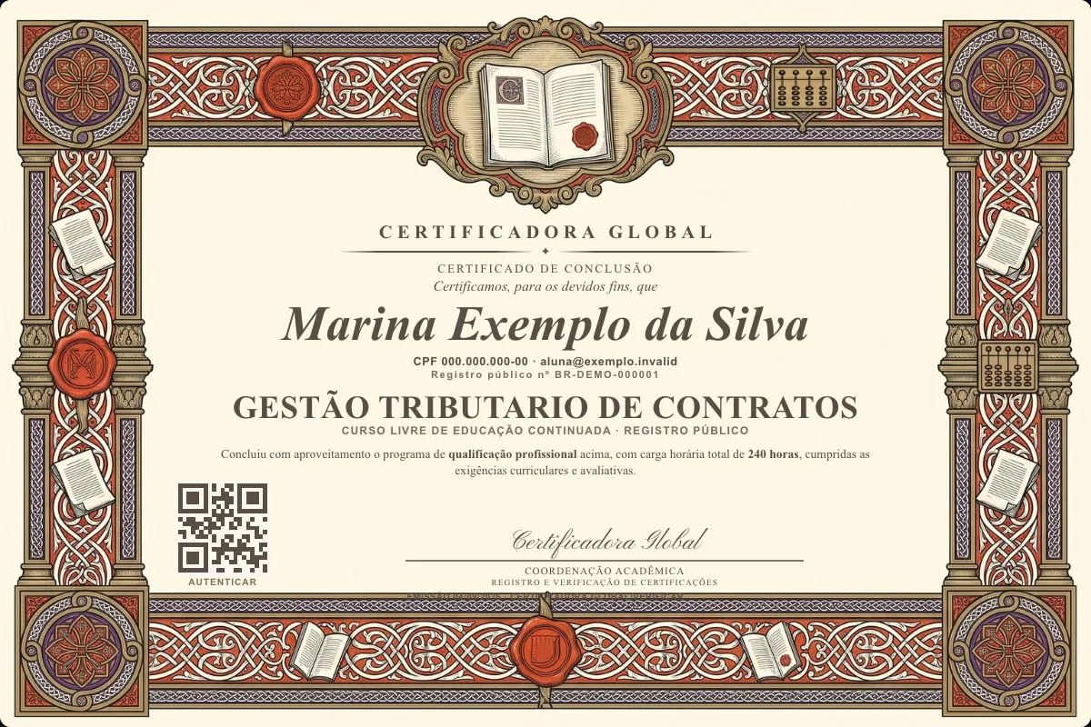 Capa do curso Gestão Tributario de Contratos