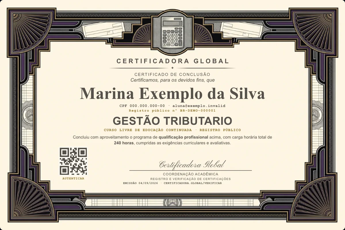 Capa do curso Gestão Tributario
