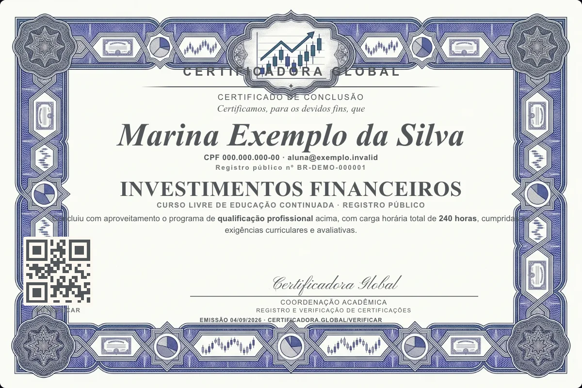 Capa do curso Investimentos Financeiros