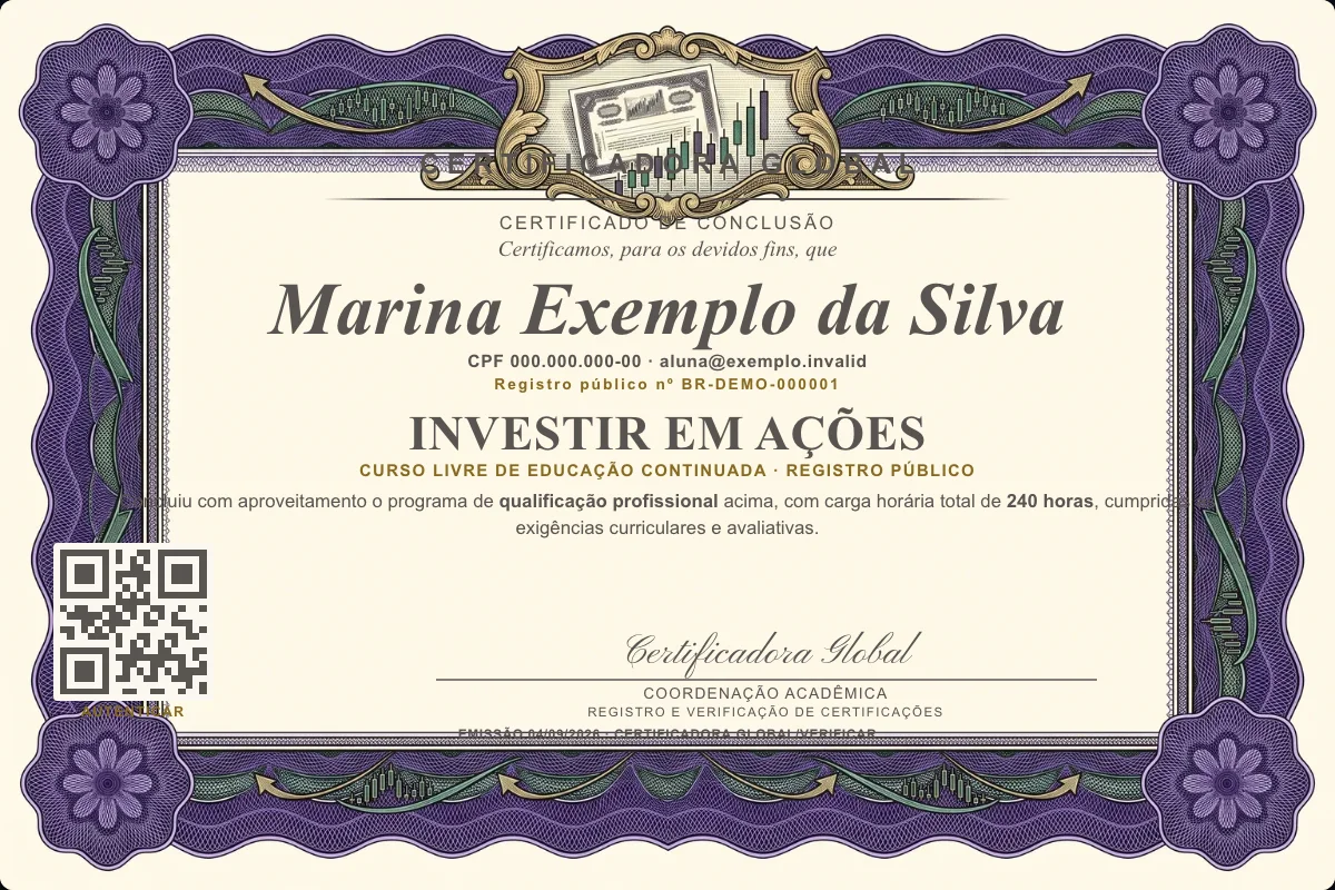 Capa do curso Investir em Ações