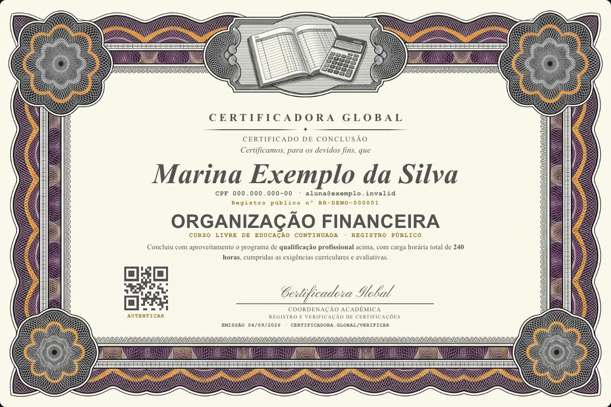 Capa do curso Organização Financeira