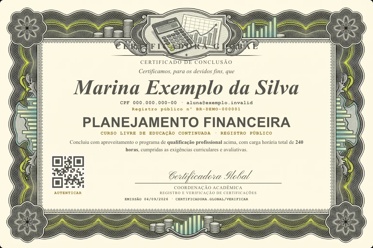 Capa do curso Planejamento Financeira