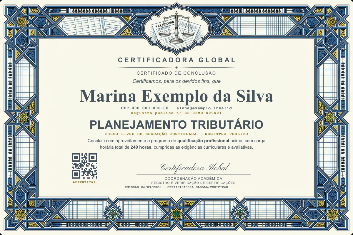 Capa do curso Planejamento Tributário