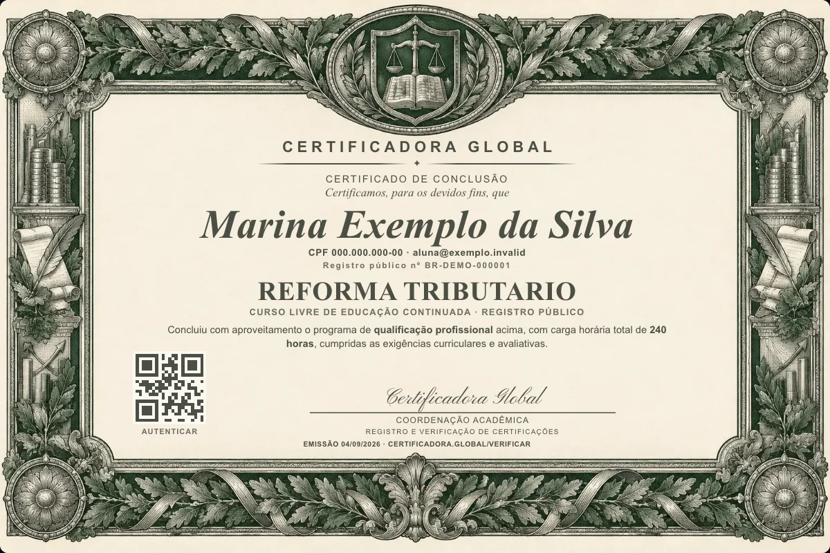 Capa do curso Reforma Tributario