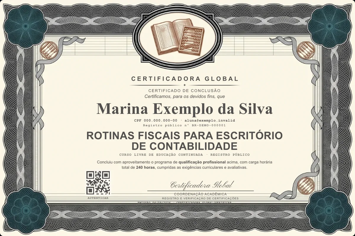 Capa do curso Rotinas Fiscais para Escritório de Contabilidade