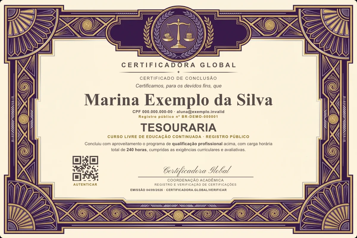 Capa do curso Tesouraria