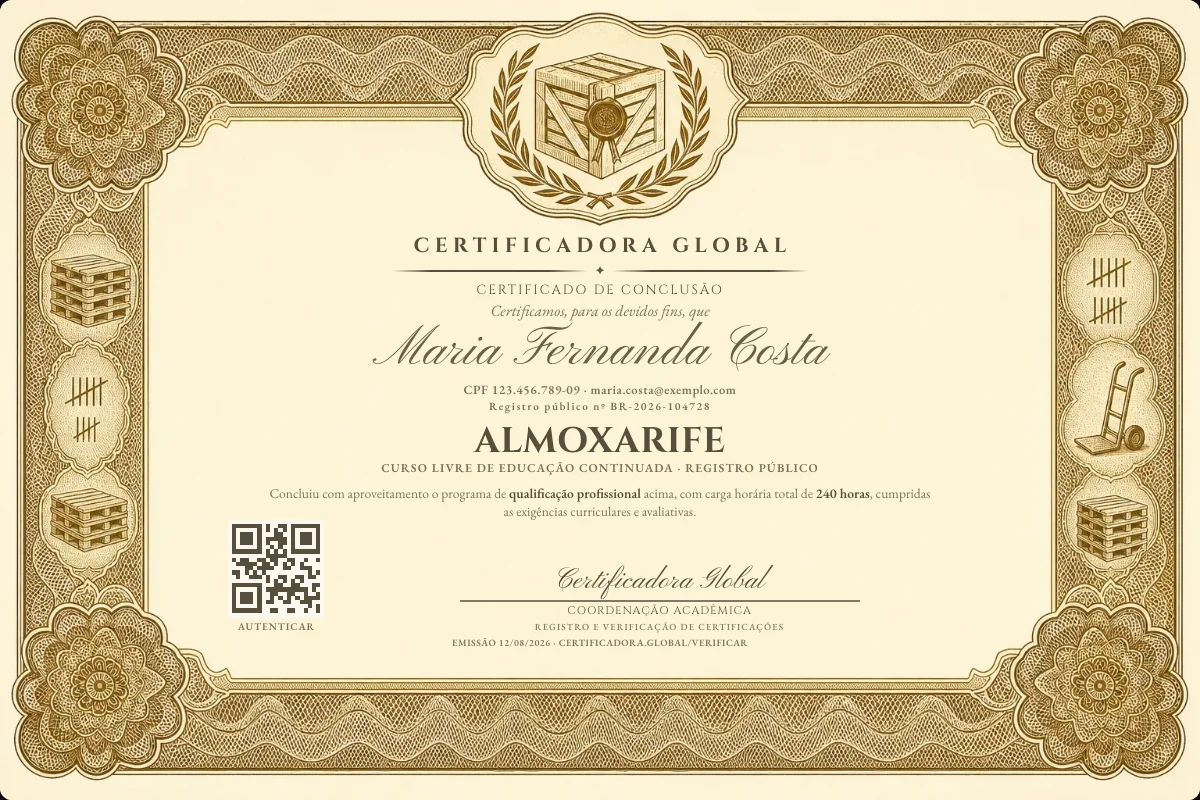 Capa do curso Almoxarife