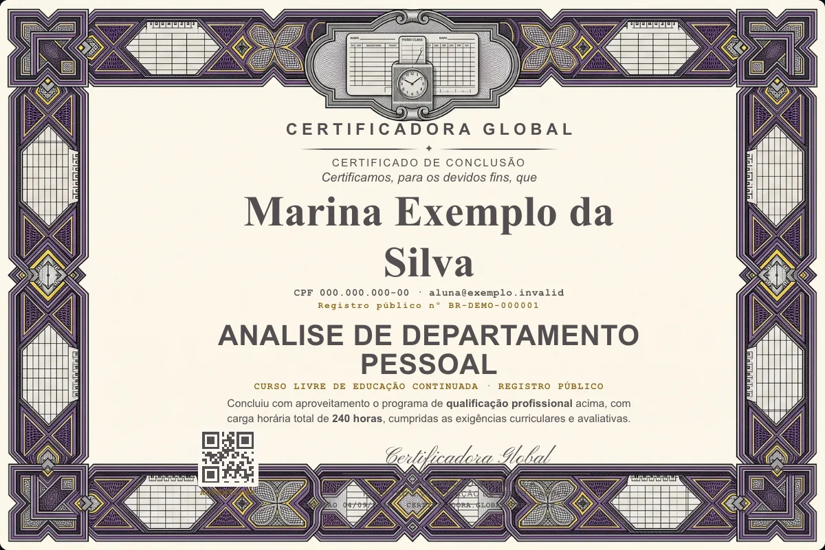 Capa do curso Analise de Departamento Pessoal