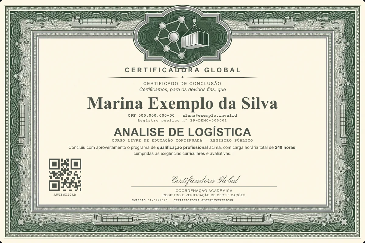 Capa do curso Analise de Logística