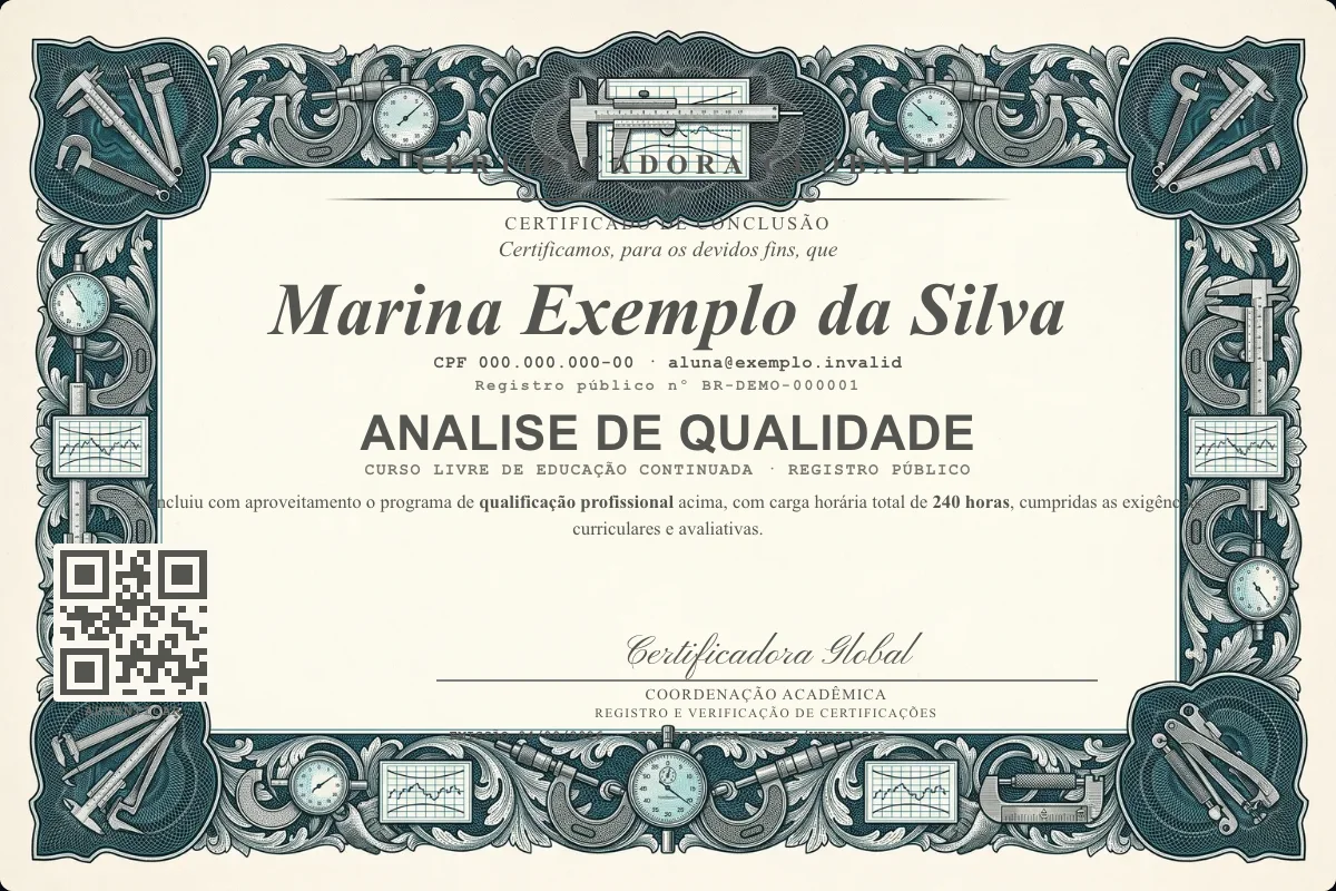 Capa do curso Analise de Qualidade